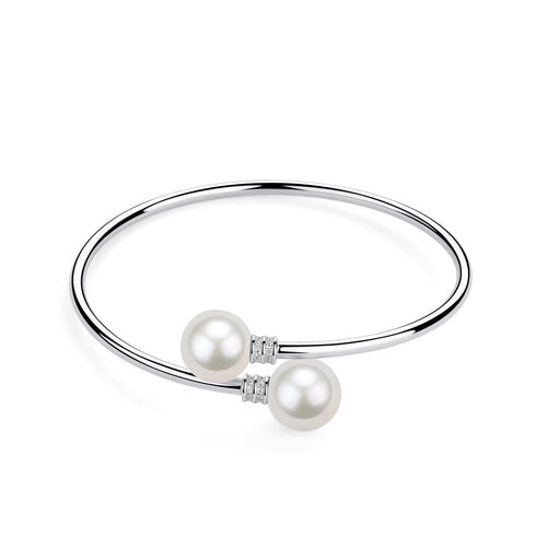 10-11mm Freshwater Pearl Silver Tube Bracelet - House Of Pearls